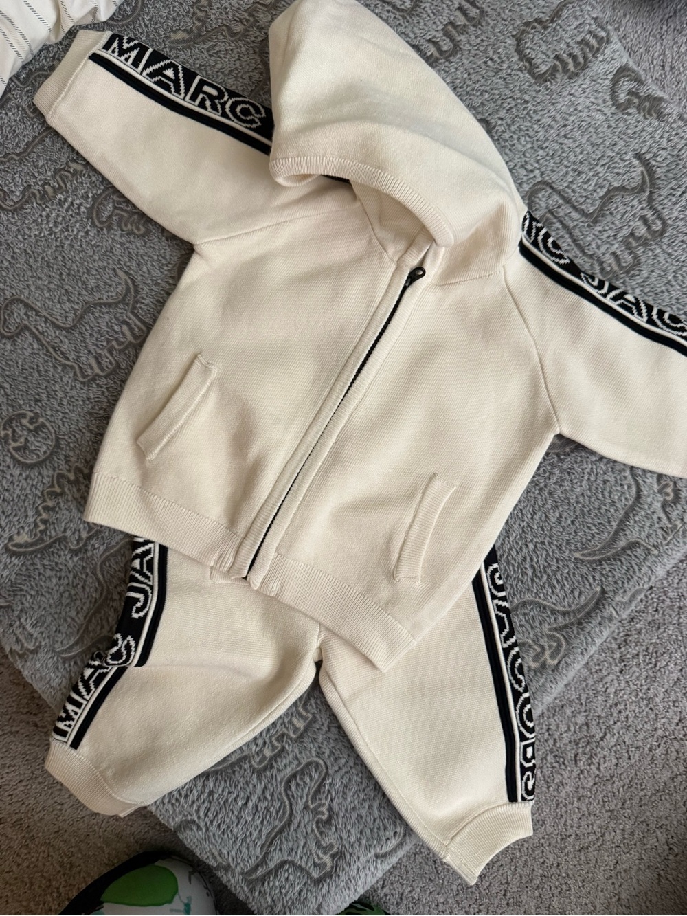 Marc Jacobs Cream & Black Kids Zip Hoodie and Joggers Set